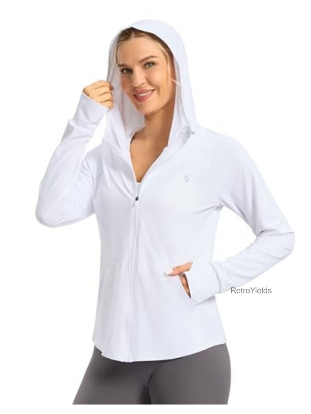 UPF 50+ UV Jacket Sun Protection Hoodie Lightweight Zip Up Long Sleeve